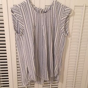 Blue and white striped top